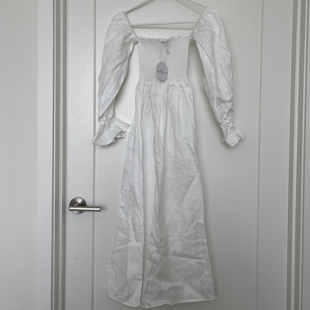 Petal & pup off shoulder linen dress